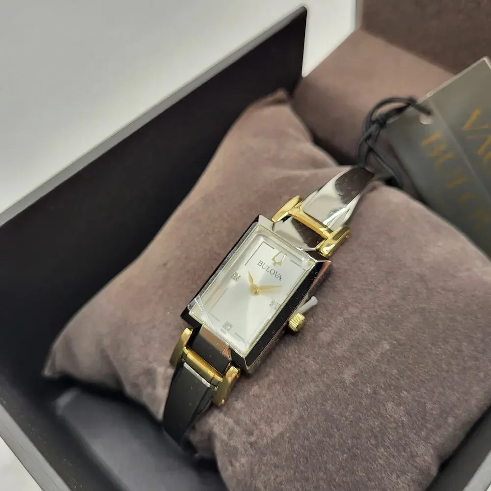 Bulova Classic Diamond Two-Tone Gold Stainless Steel Quartz Ladies Watch